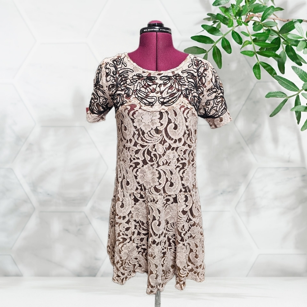 Free People Pink Beautiful Dreamer Blush Lace Tunic Dress - Picture 2 of 13